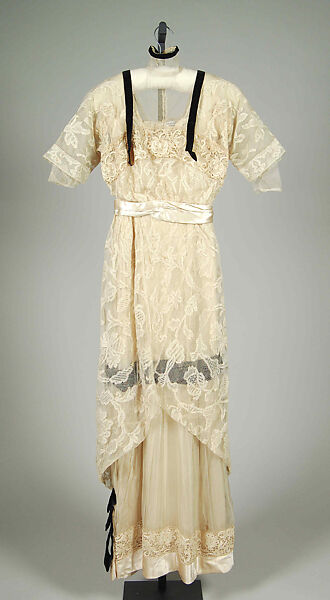 Dinner dress, Marshall Field &amp; Company (American, founded 1881), Cotton, silk, American 
