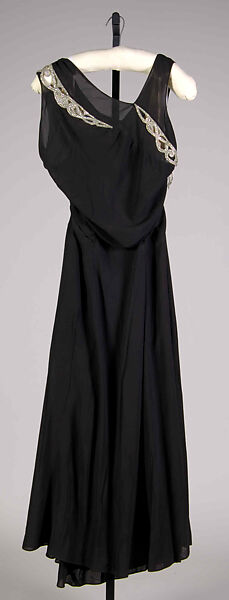 Evening dress, House of Worth (French, 1858–1956), Silk, rhinestones, French 