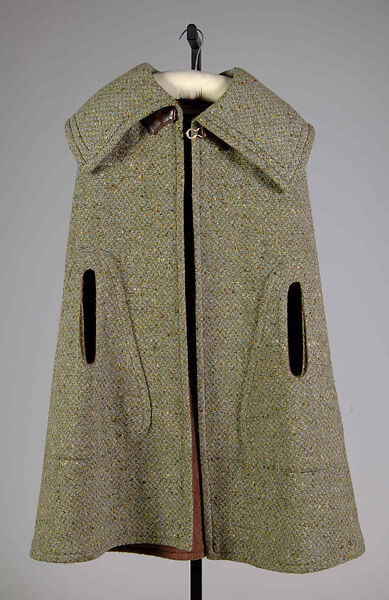 Cape, Pierre Cardin (French (born Italy), San Biagio di Callalta 1922–2020 Neuilly), Wool, leather, metal, French 