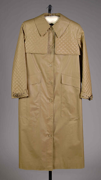 Raincoat, Yves Saint Laurent (French, founded 1961), Cotton, rubber, metal, French 