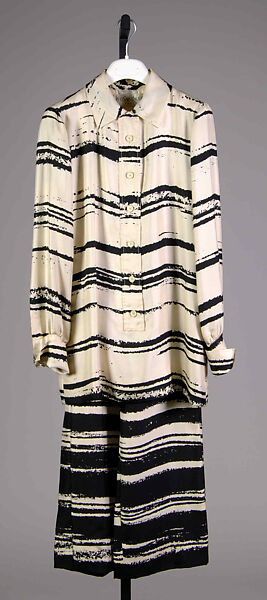 Dinner ensemble, Yves Saint Laurent (French, founded 1961), Silk, metal, shell, French 