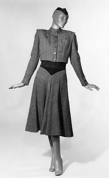 Suit, Elizabeth Hawes (American, Ridgewood, New Jersey 1903–1971 New York), Wool, leather, American