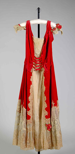 Evening dress, Possibly Boué Soeurs (French, 1897–1957), Silk, cotton, probably French 