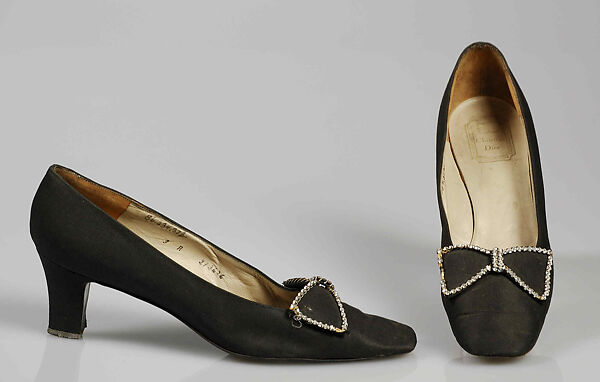 Evening pumps, House of Dior (French, founded 1946), Silk, rhinestones, French 