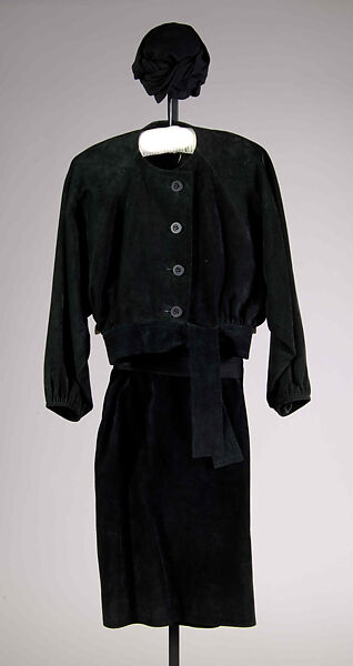 Ensemble, Yves Saint Laurent (French, founded 1961), Silk, leather, wool, French 