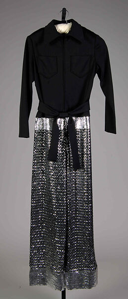 Evening jumpsuit, Oscar de la Renta (American (born Dominican Republic), Santo Domingo 1932–2014 Kent, Connecticut), Synthetic, sequins, American 