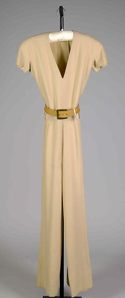 Jumpsuit, James Galanos (American, Philadelphia, Pennsylvania, 1924–2016 West Hollywood, California), Wool, leather, American 