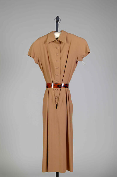 Dress, Robert Piguet (French, born Switzerland, 1901–1953), wool, plastic, French 
