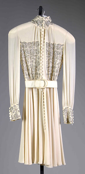 Cocktail dress, Valentino (Italian, born 1932), Silk, rhinestones, beads, stones, Italian 