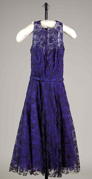 Cocktail dress, Mainbocher (French and American, founded 1930), Silk, synthetic, beads, American 