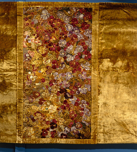 Portiere, Candace Wheeler (American, Delhi, New York 1827–1923 New York), Front: Silk velvet, and silk appliquéd and embroidered with silk and wool
Back: Silk damask, American