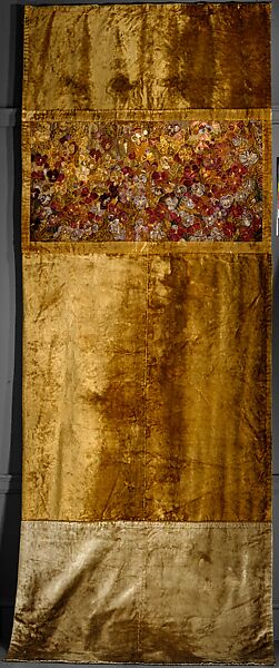 Portiere, Candace Wheeler (American, Delhi, New York 1827–1923 New York), Front: Silk velvet, and silk appliquéd and embroidered with silk and wool
Back: Silk damask, American 