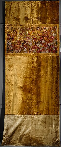 Portiere, Candace Wheeler (American, Delhi, New York 1827–1923 New York), Front: Silk velvet, and silk appliquéd and embroidered with silk and wool
Back: Silk damask, American 