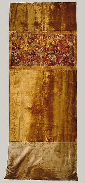 Portiere, Candace Wheeler (American, Delhi, New York 1827–1923 New York), Front: Silk velvet, and silk appliquéd and embroidered with silk and wool
Back: Silk damask, American