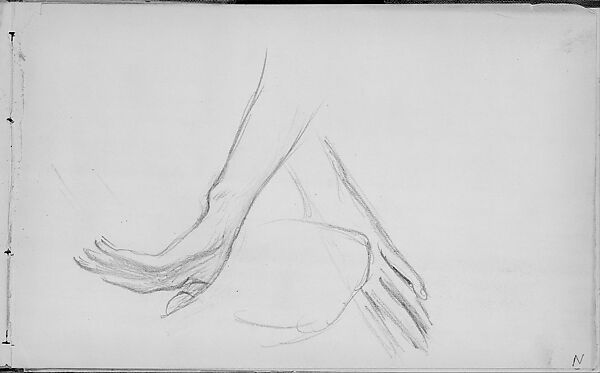 Hands of a Javanese Dancer (from Sketchbook of Javanese Dancers), John Singer Sargent (American, Florence 1856–1925 London), Graphite on off-white wove paper, American 