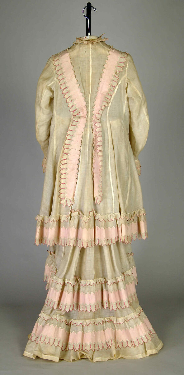 Morning dress, Possibly House of Worth (French, 1858–1956), Cotton, probably French