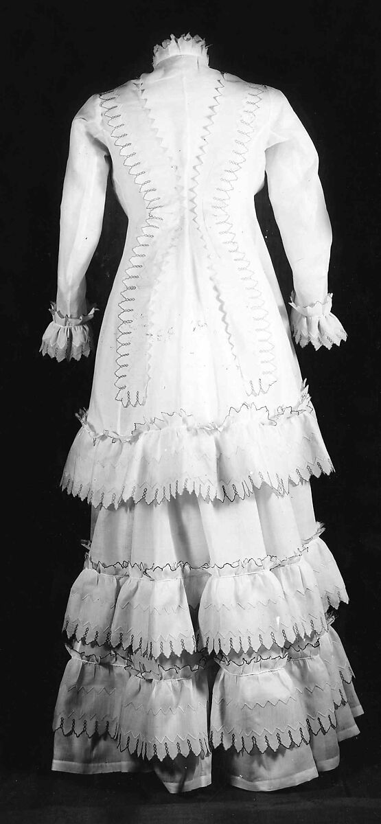 Morning dress, Possibly House of Worth (French, 1858–1956), Cotton, probably French