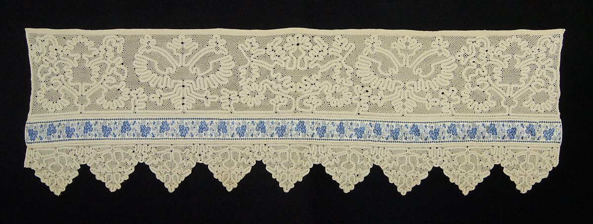 Bed curtain border, Linen, silk, Russian 