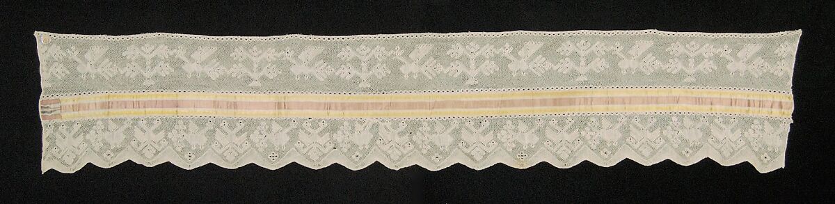 Bed curtain border, Linen, silk, Russian 