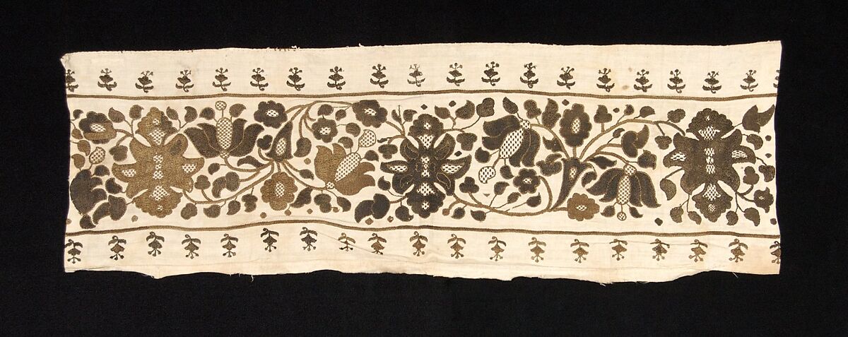 Fragment of a shirt, Linen, silk, Russian 