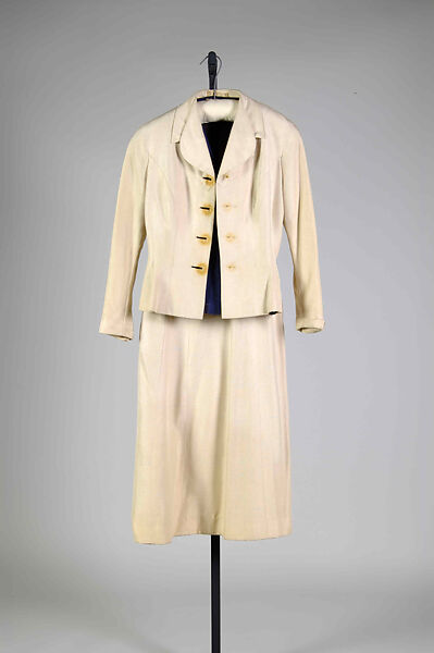 Suit, Mainbocher (French and American, founded 1930), Silk, cotton, American