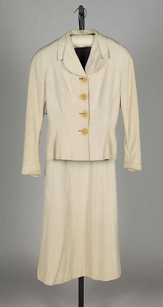 Suit, Mainbocher (French and American, founded 1930), Silk, cotton, American 