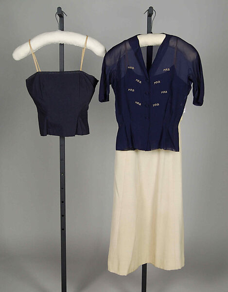 Suit, Mainbocher (French and American, founded 1930), Silk, cotton, American