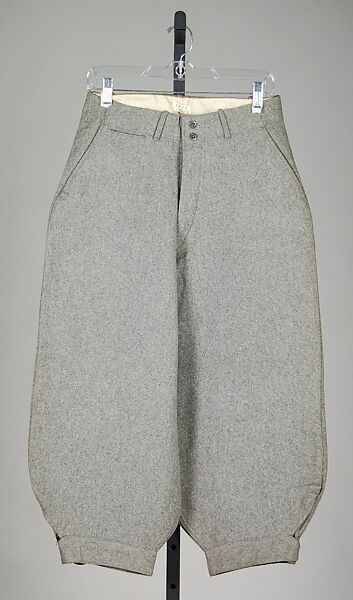 Knickerbockers, Wool, metal, American 