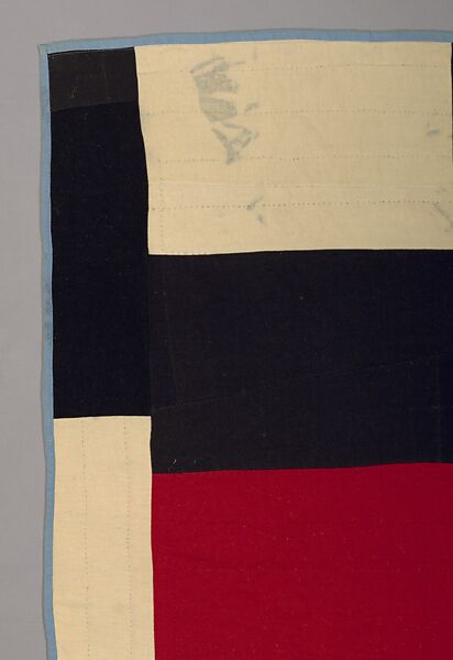 Pieced wool quilt, Wool front; Cotton back