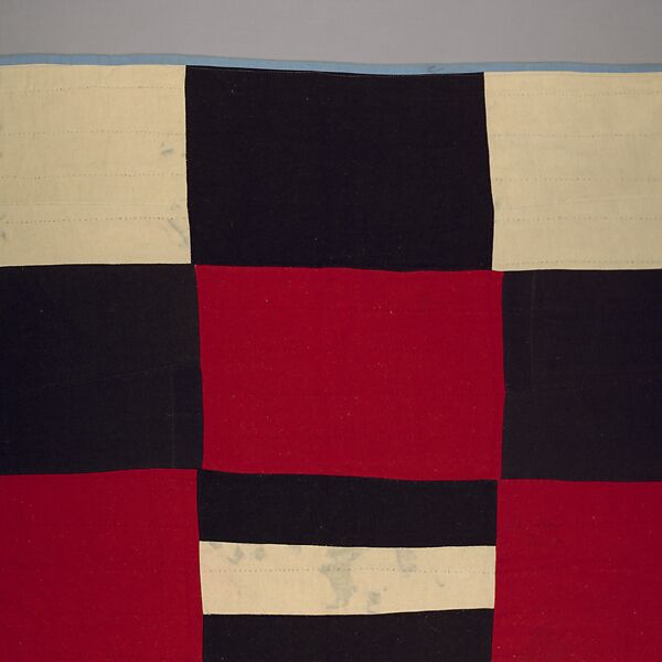 Pieced wool quilt, Wool front; Cotton back