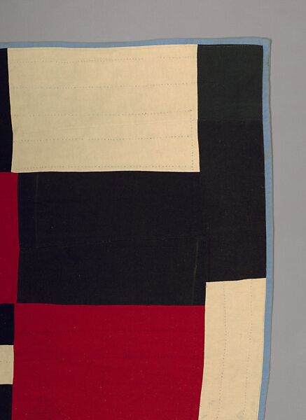 Pieced wool quilt, Wool front; Cotton back