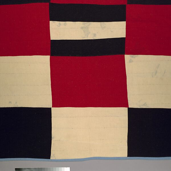 Pieced wool quilt, Wool front; Cotton back