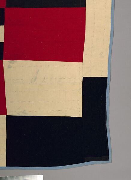 Pieced wool quilt, Wool front; Cotton back