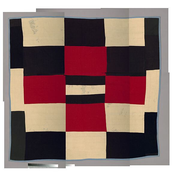 Pieced wool quilt, Wool front; Cotton back