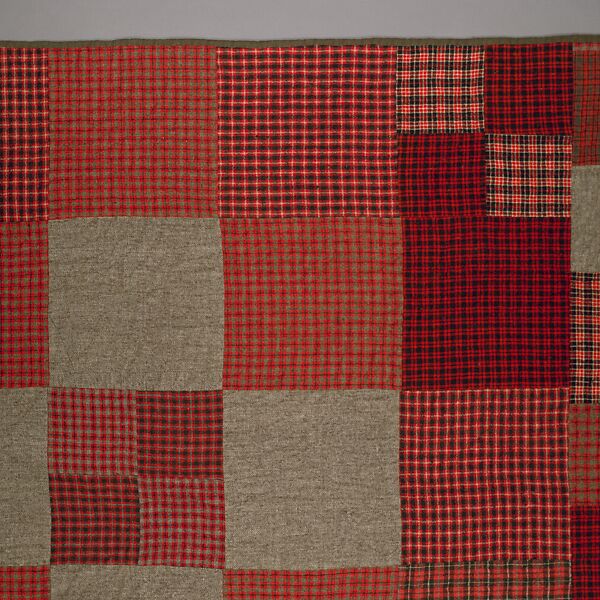 Pieced wool quilt, Wool front; Cotton back