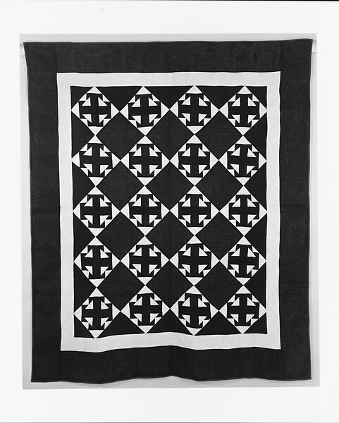 Quilt, Double T pattern, E. L., Cotton, American