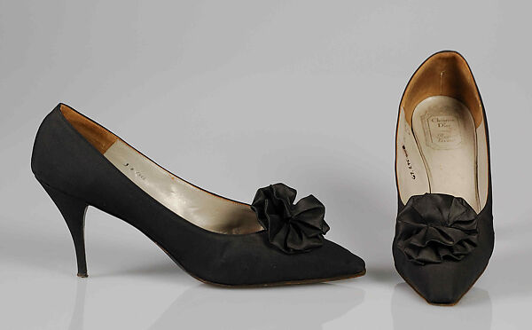 Evening pumps, House of Dior (French, founded 1946), Silk, French 