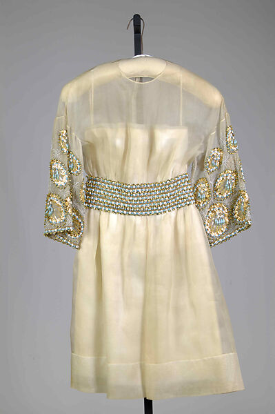 Cocktail dress, Possibly Yves Saint Laurent (French, founded 1961), Silk, beads, French 