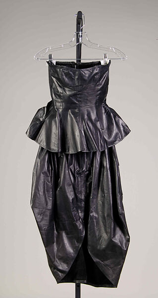 Cocktail dress, OMO Norma Kamali (American, founded 1977), Leather, American 