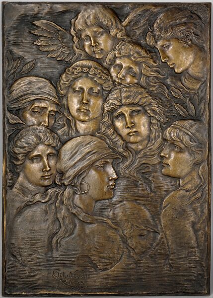Faces in the Fire, Elihu Vedder (American, New York 1836–1923 Rome), Bronze, American 