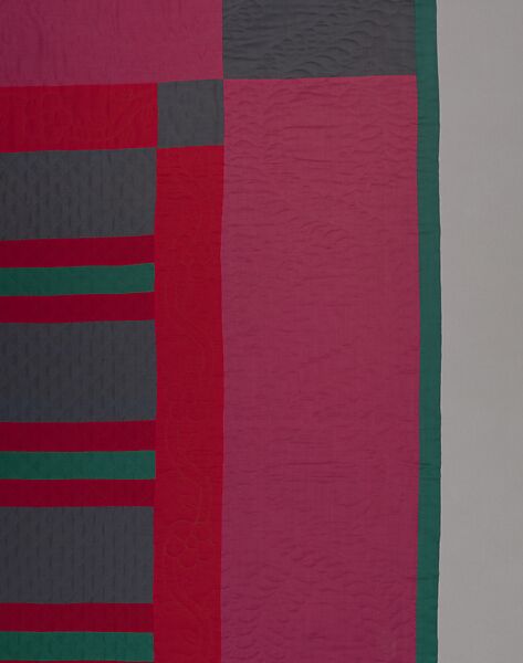 Quilt, Split Bars pattern, Amish maker, Wool and cotton, American