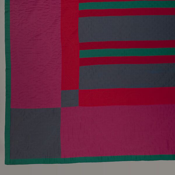 Quilt, Split Bars pattern, Amish maker, Wool and cotton, American