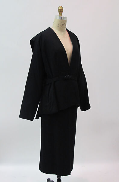 Ensemble, Gilbert Adrian (American, Naugatuck, Connecticut 1903–1959 Hollywood, California), wool, silk, metal, synthetic, American