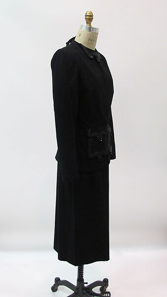 Ensemble, Gilbert Adrian (American, Naugatuck, Connecticut 1903–1959 Hollywood, California), wool, silk, metal, glass, American