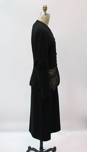 Ensemble, Gilbert Adrian (American, Naugatuck, Connecticut 1903–1959 Hollywood, California), wool, silk, metal, plastic, American