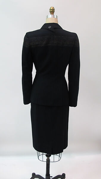 Ensemble, Gilbert Adrian (American, Naugatuck, Connecticut 1903–1959 Hollywood, California), wool, silk, plastic, metal, American