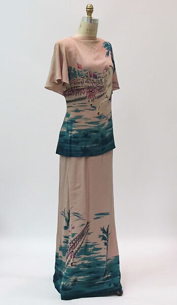 Ensemble, Gilbert Adrian (American, Naugatuck, Connecticut 1903–1959 Hollywood, California), silk, metal, American