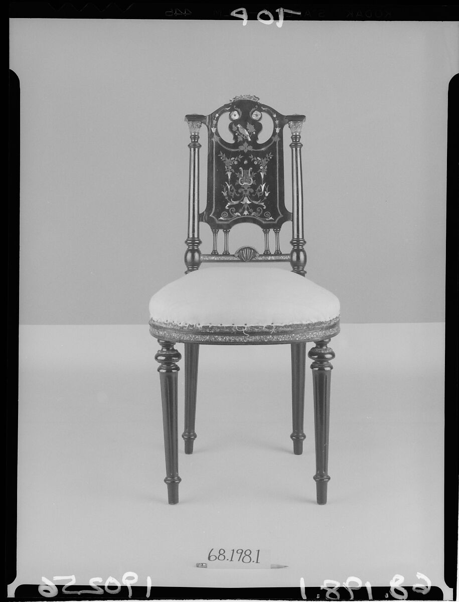 Side Chair, Attributed to Léon Marcotte (1824–1887), Maple, brass, mother-of-pearl, American 