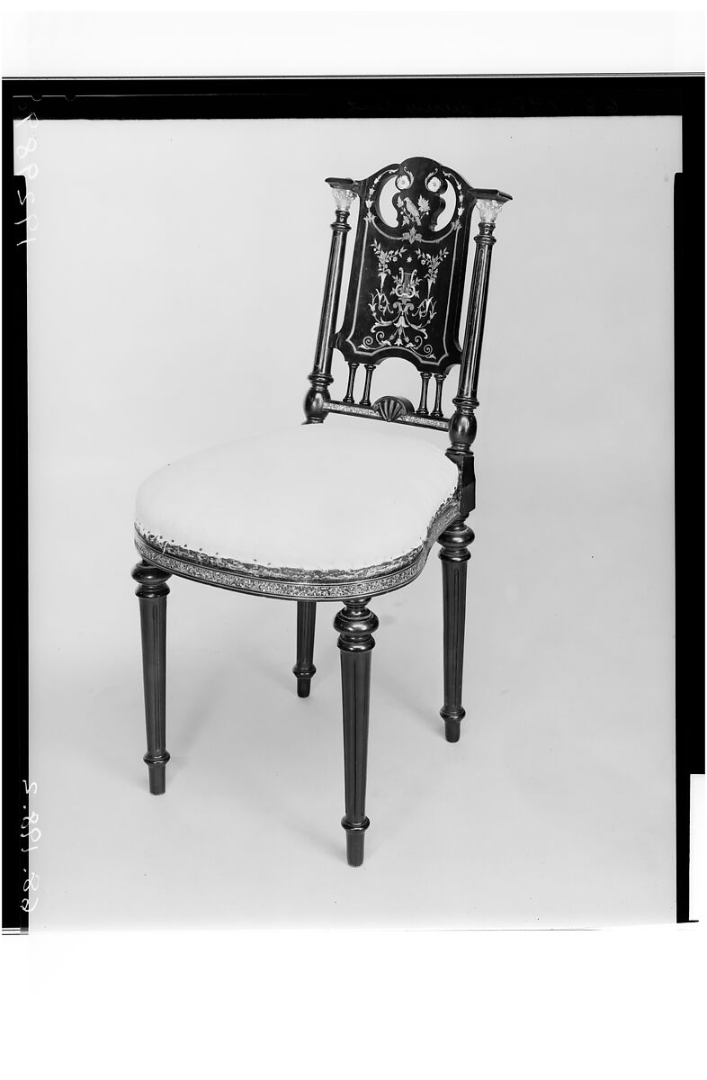 Side Chair, Attributed to Léon Marcotte (1824–1887), Maple, brass, mother-of-pearl, American