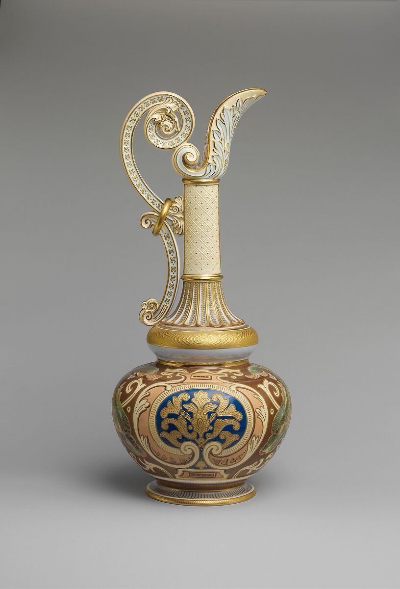 Ewer, Faience Manufacturing Company (American, Greenpoint, New York, 1881–1892), Cream-colored earthenware, American